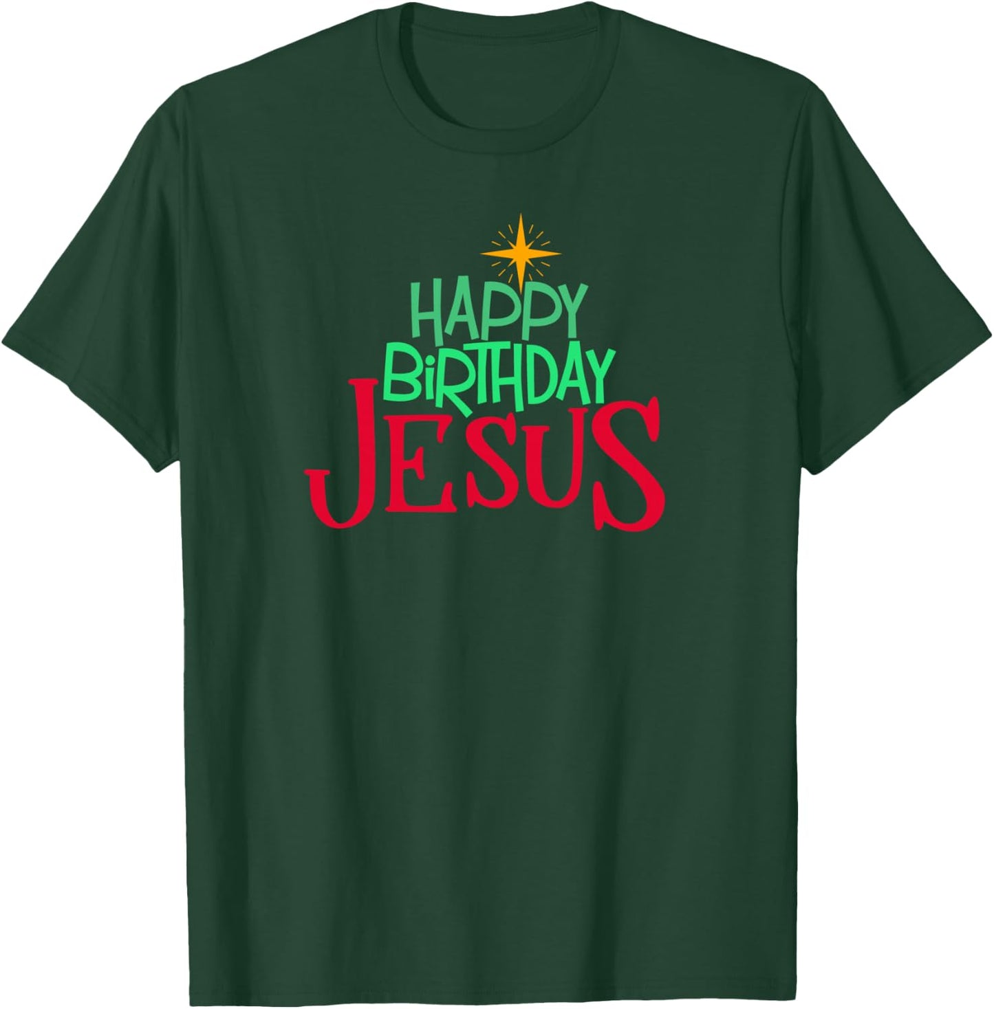 Christian Christmas HAPPY BIRTHDAY JESUS Women Men Kids T-Shirt - T-Shirt | Forest