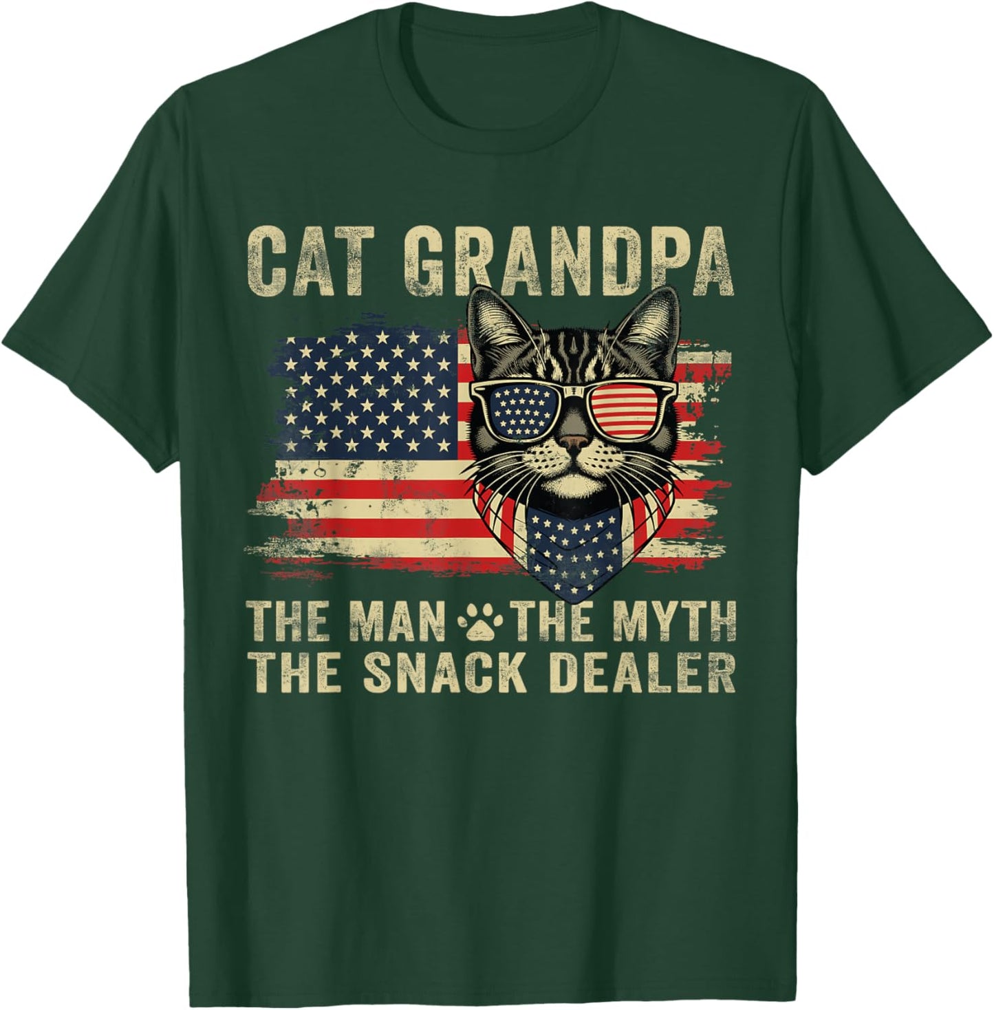 Cat Grandpa The Man The Myth The Snack Dealer Father's Day T-Shirt - T-Shirt | Forest