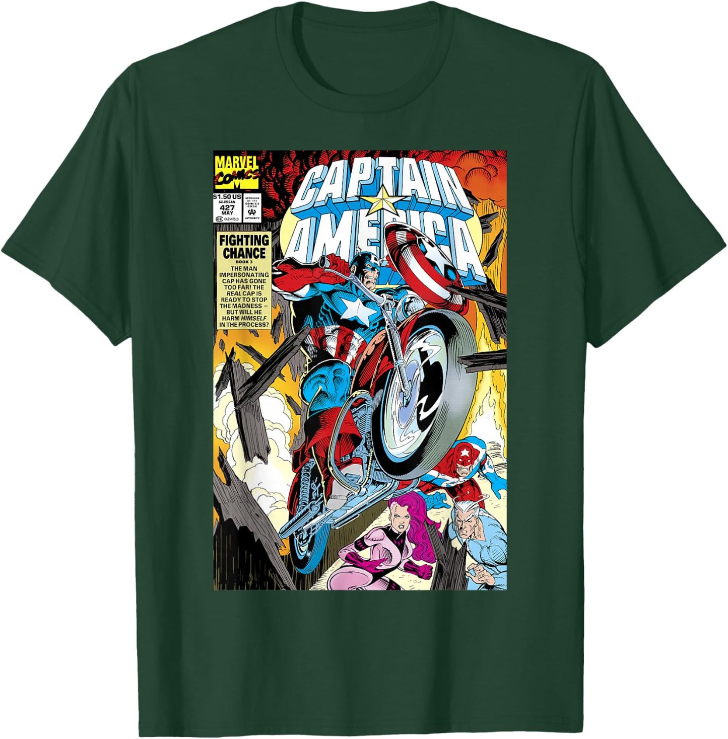 Marvel Captain America Fighting Chance Book 3 Comic Cover T-Shirt - T-Shirt | Forest