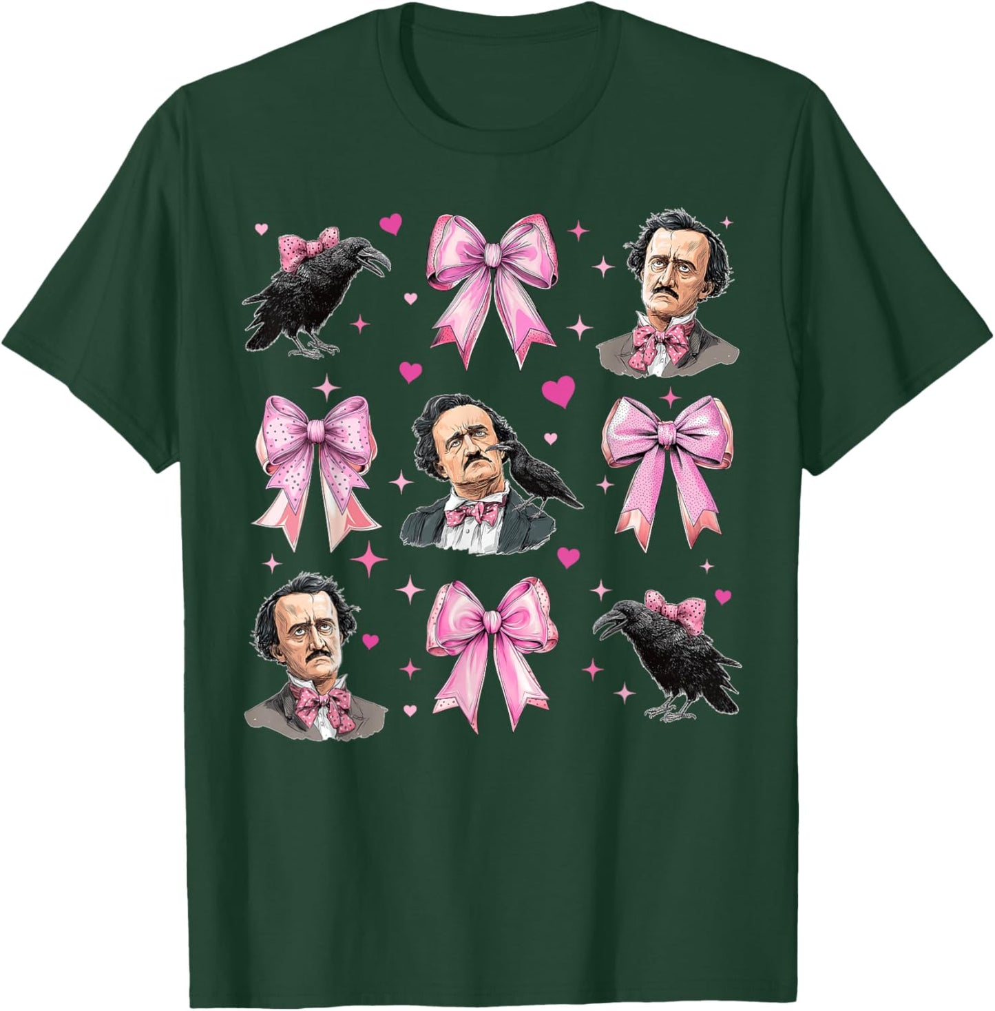 Edgar Allan Poe Literature Girl Coquette Bow Pink Mom T-Shirt - T-Shirt | Forest