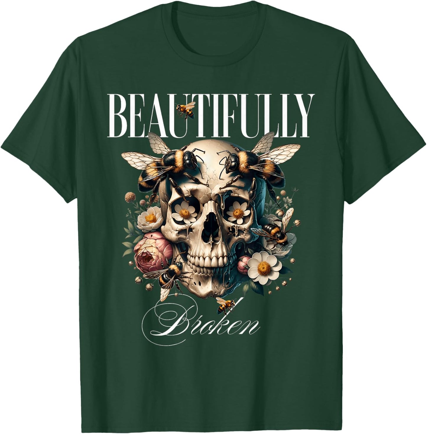 Beautifully Broken Women Vintage Retro T-Shirt - T-Shirt | Forest