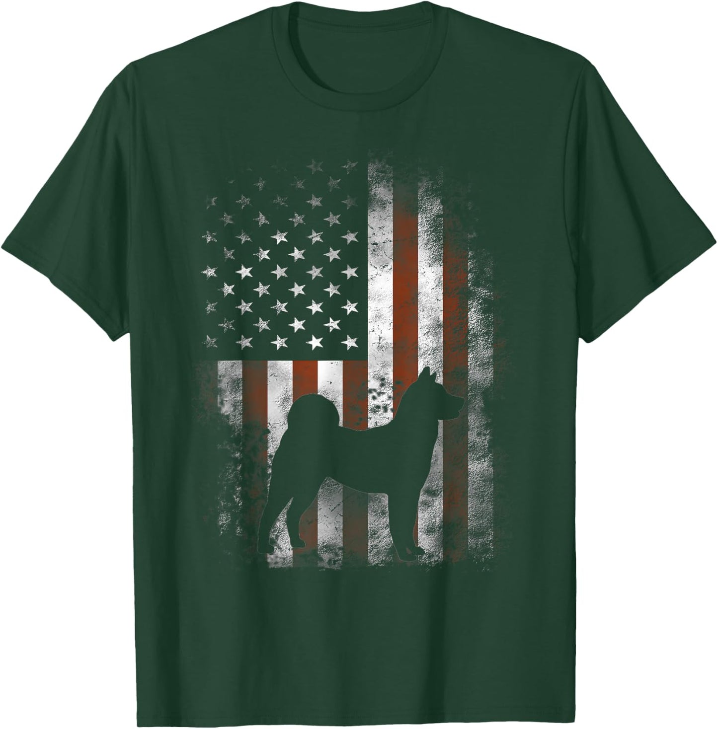 Akita Inu American Flag Patriotic 4th Of July T-Shirt - T-Shirt | Forest