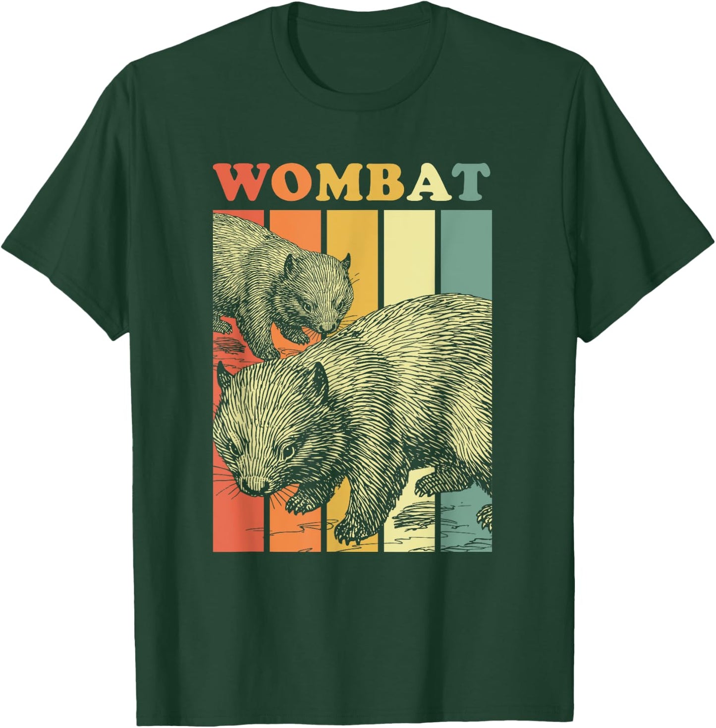 Retro Vintage Style Australia Animal Wombat T-Shirt - T-Shirt | Forest