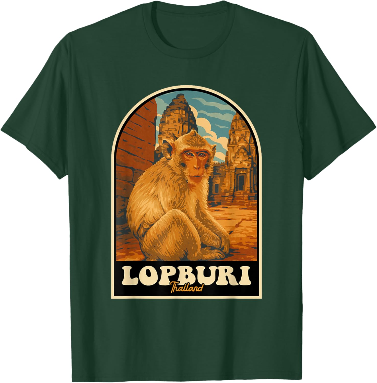 Lopburi Thailand Monkey Temple Vintage Travel Souvenir T-Shirt - T-Shirt | Forest