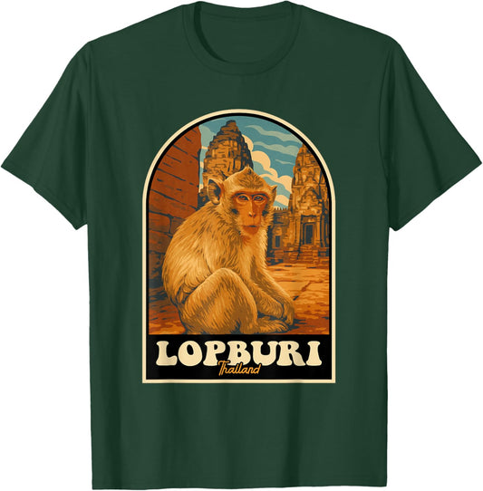 Lopburi Thailand Monkey Temple Vintage Travel Souvenir T-Shirt - T-Shirt | Forest