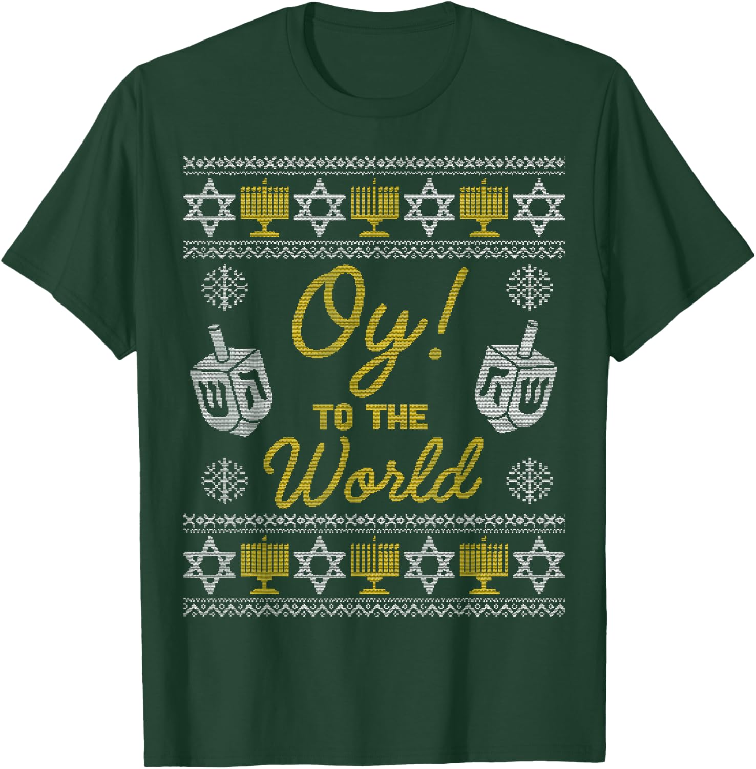 Oy to the World Shirt, Funny Hanukkah Sweater Style Gift T-Shirt - T-Shirt | Forest