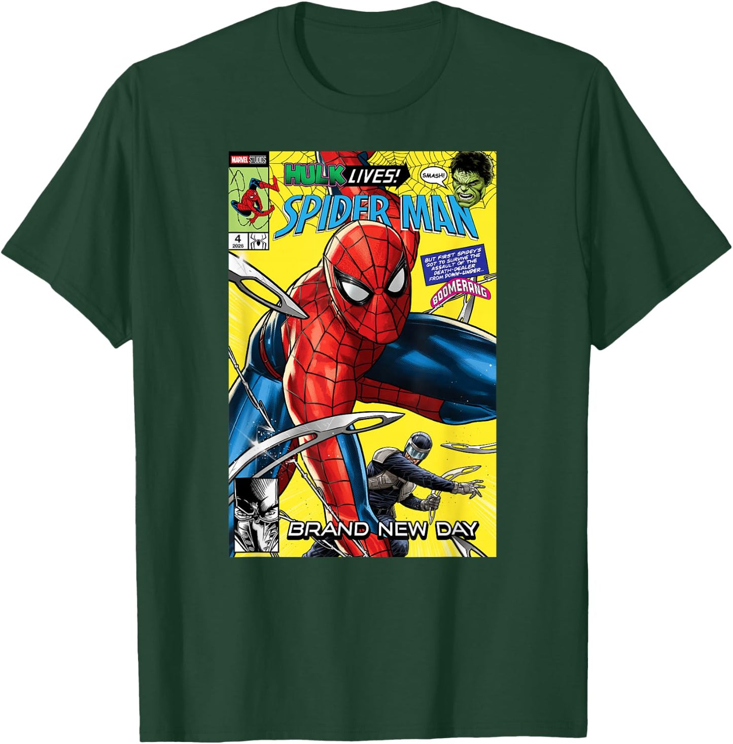 Marvel Spider-Man: BND Movie 2026 Hulk Boomerang Comic Cover T-Shirt - T-Shirt | Forest