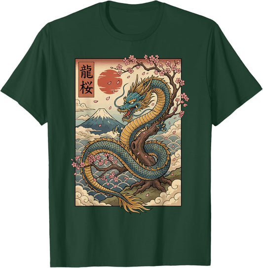 Japanese Dragon Ukiyo-E Vintage T-Shirt - T-Shirt | Forest