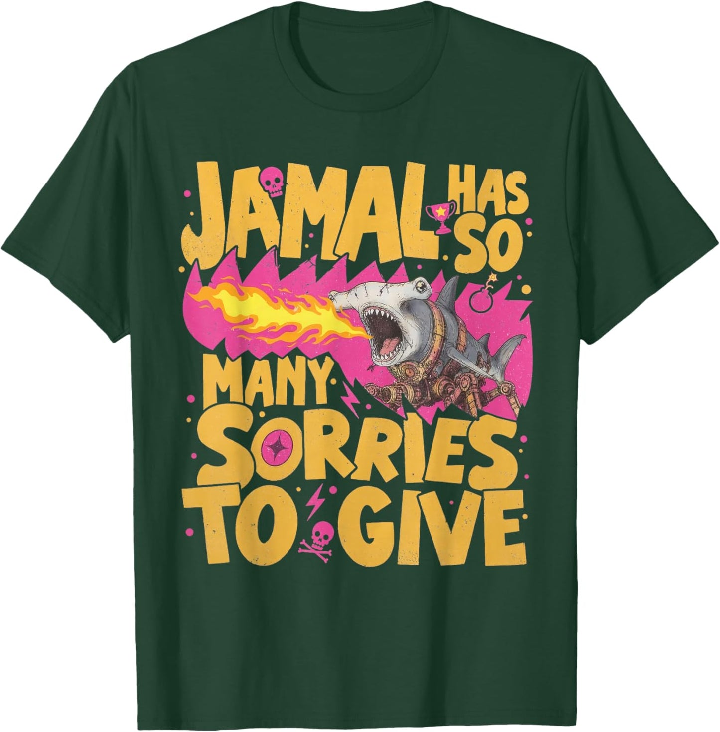 Jamal Has So Many Sorries to Give Cyborg Shark Fire LitRPG T-Shirt - T-Shirt | Forest