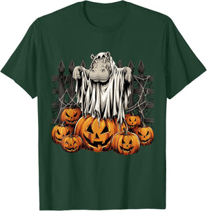 Halloween Hippo Ghost and Pumpkins Costume T-Shirt - T-Shirt | Forest