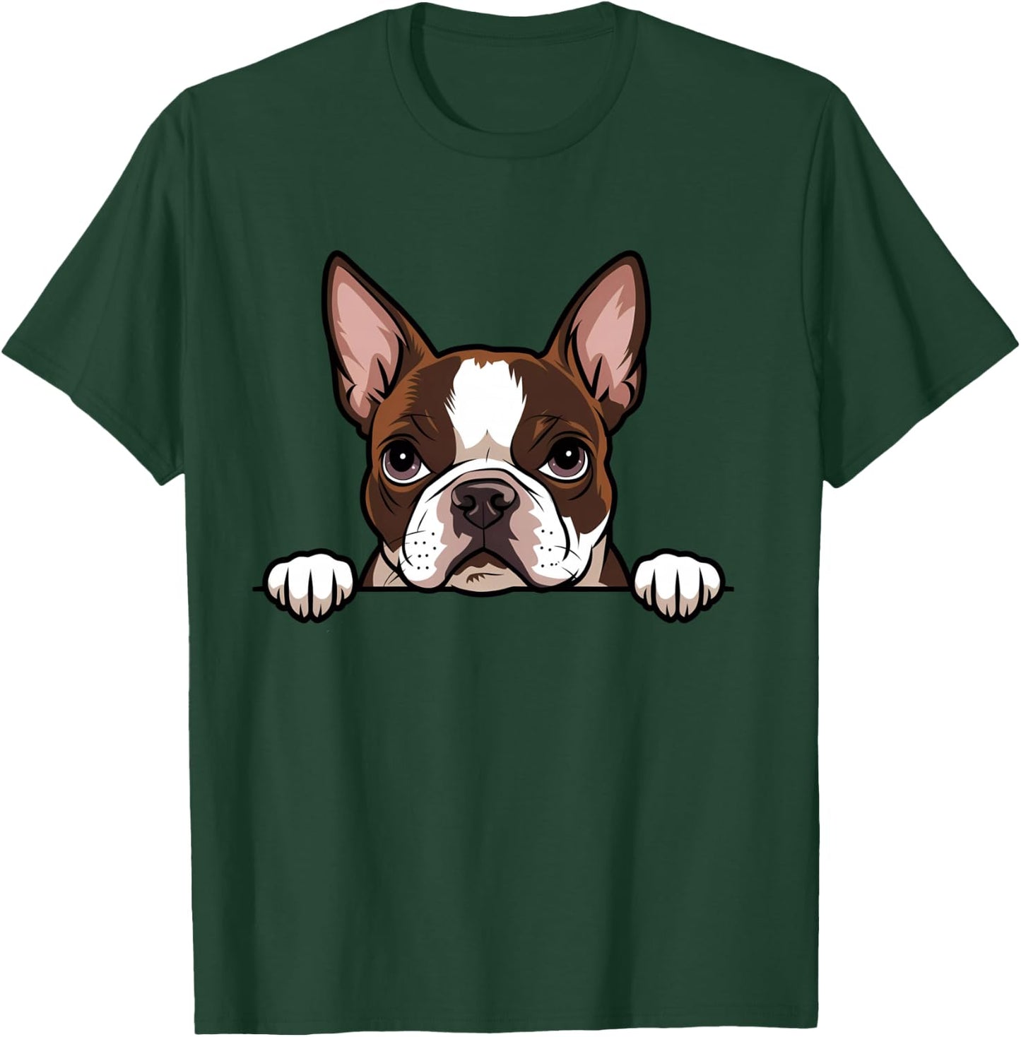 Cute Boston Terrier Peeking Puppy Funny Bostie Dog Lover T-Shirt - T-Shirt | Forest