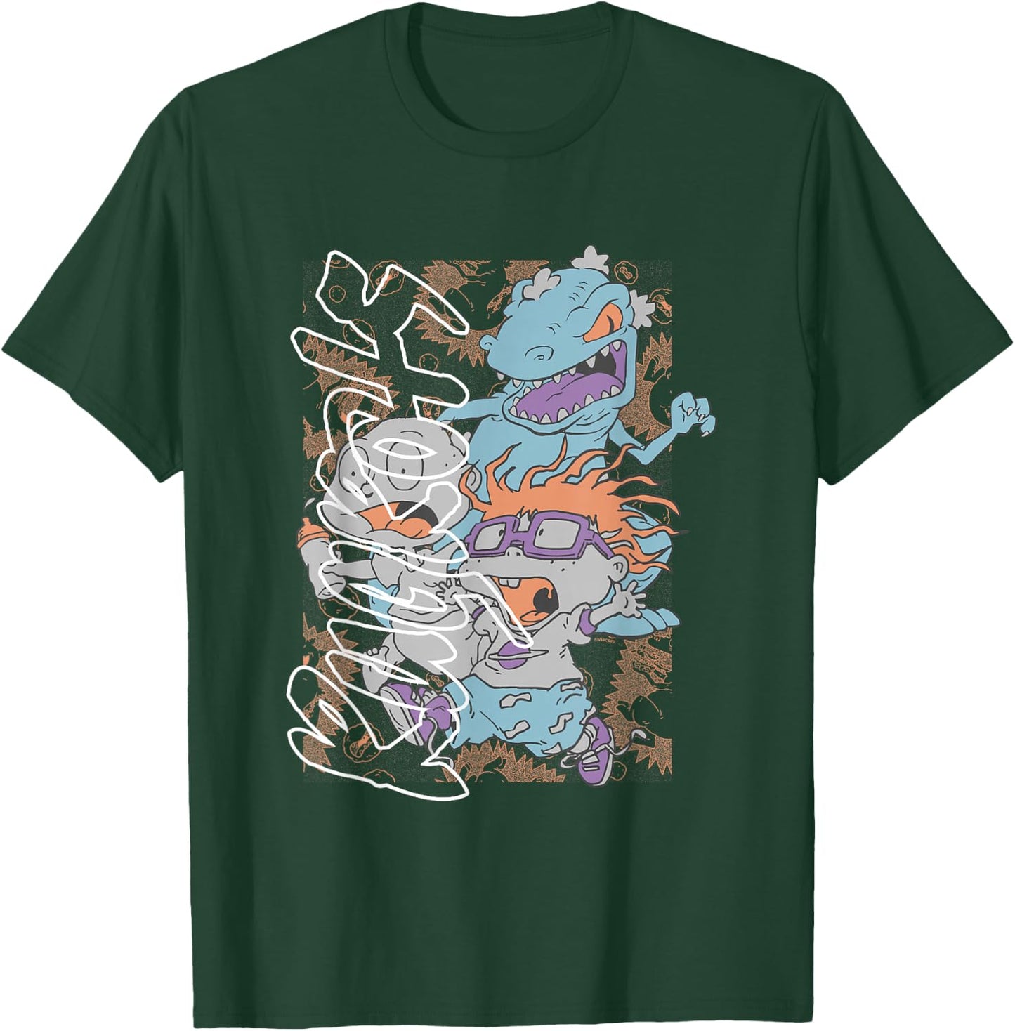 Rugrats Running From Reptar Tommy & Chuckie Retro Poster T-Shirt - T-Shirt | Forest