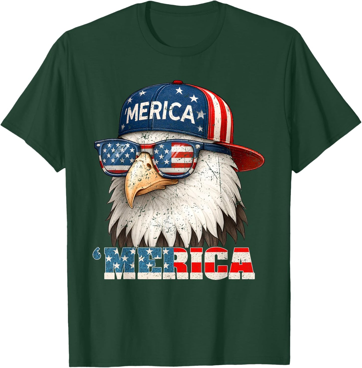 America Bald Eagle US American Flag Patriotic 4th of July T-Shirt - T-Shirt | Forest