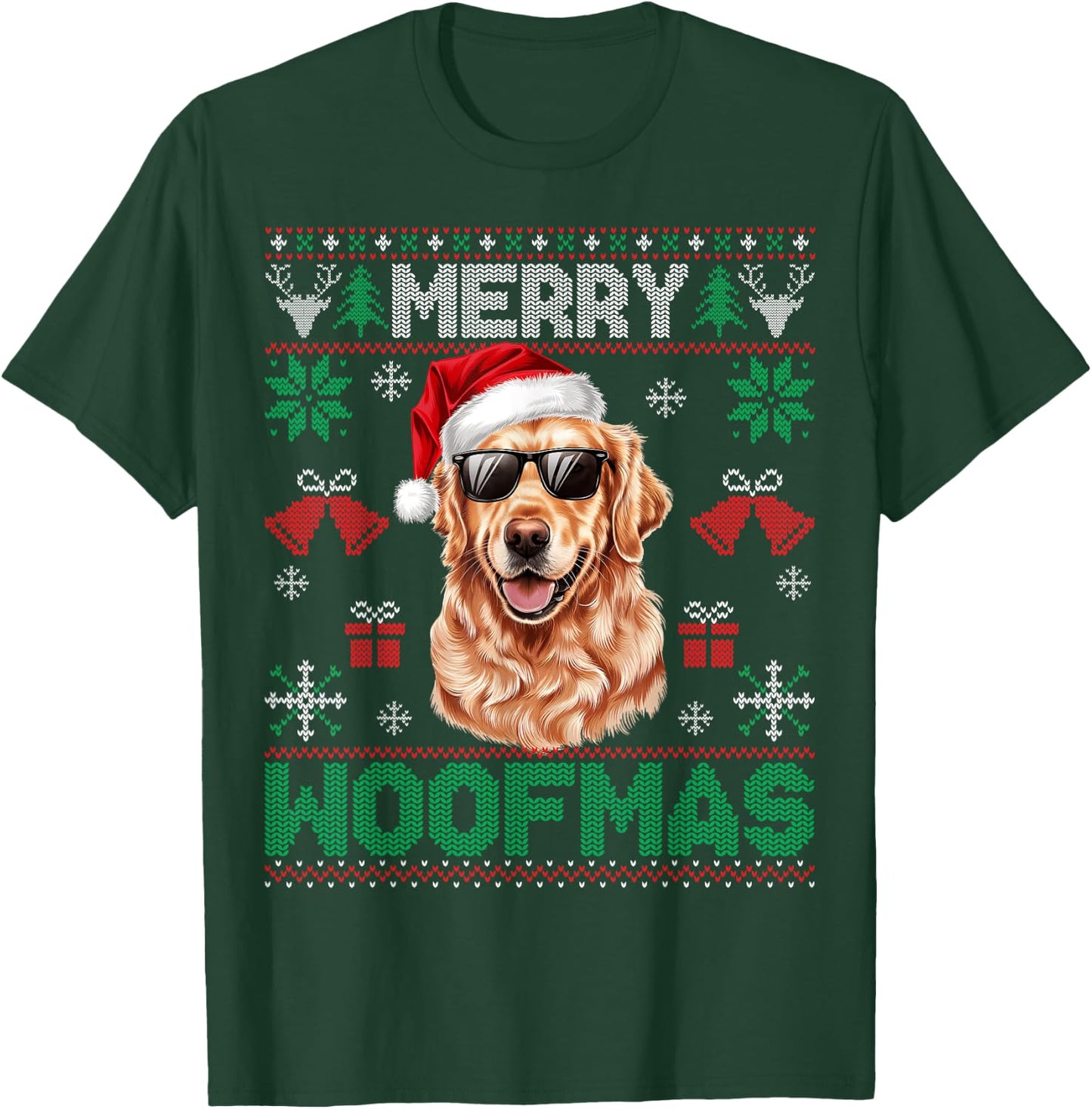 Golden Retrievers Merry Christmas Woofmas Dog Lover Mom Dad Men Women Kids T-Shirt - T-Shirt | Forest