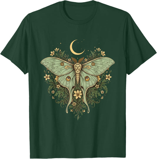 Luna Moth Cottagecore Vintage Grunge Floral Goblincore T-Shirt - T-Shirt | Forest