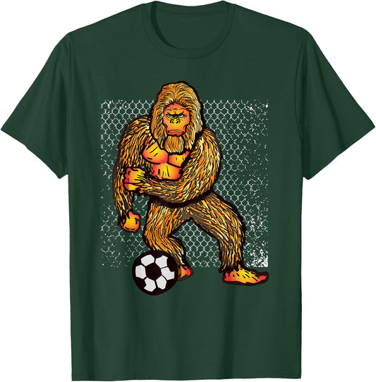 Bigfoot Playing Soccer For Soccer Players Funny Gift T-Shirt - T-Shirt | Forest