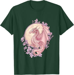 Art Nouveau Pink Dragon in Cherry Blossom Realm T-Shirt - T-Shirt | Forest