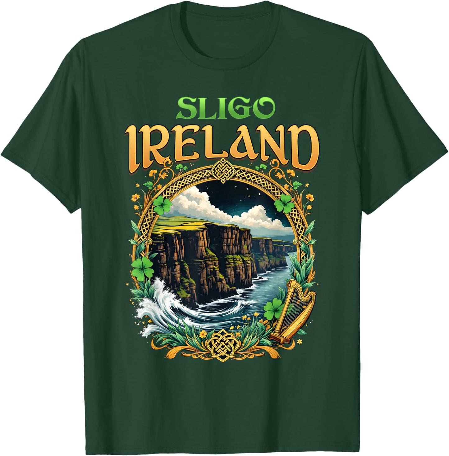 Sligo Ireland Souvenir Sea Cliffs Sligo Vacation Travel T-Shirt - T-Shirt | Forest