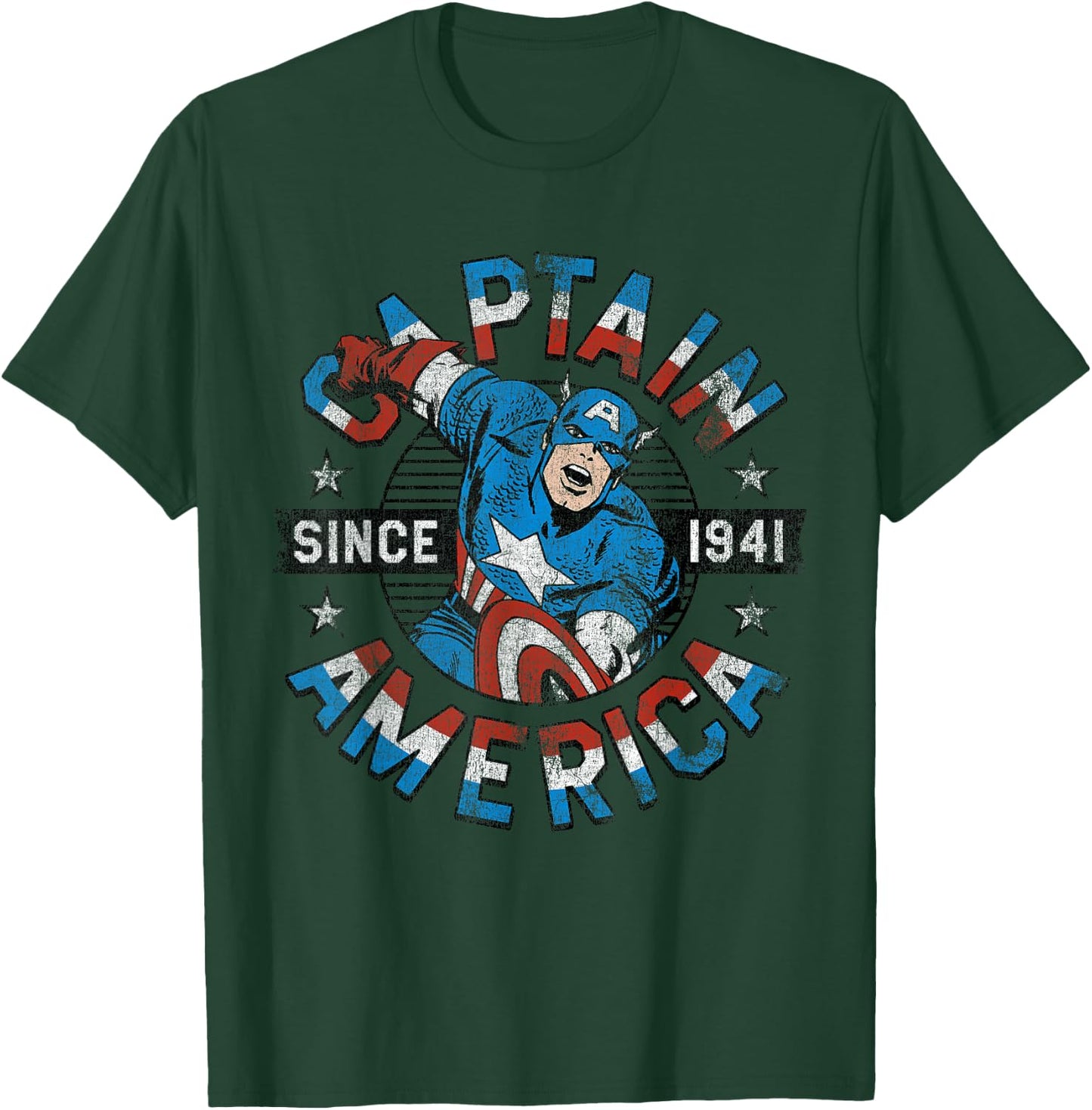 Marvel Avengers Vintage Captain America Comic Hero Since 41 T-Shirt - T-Shirt | Forest