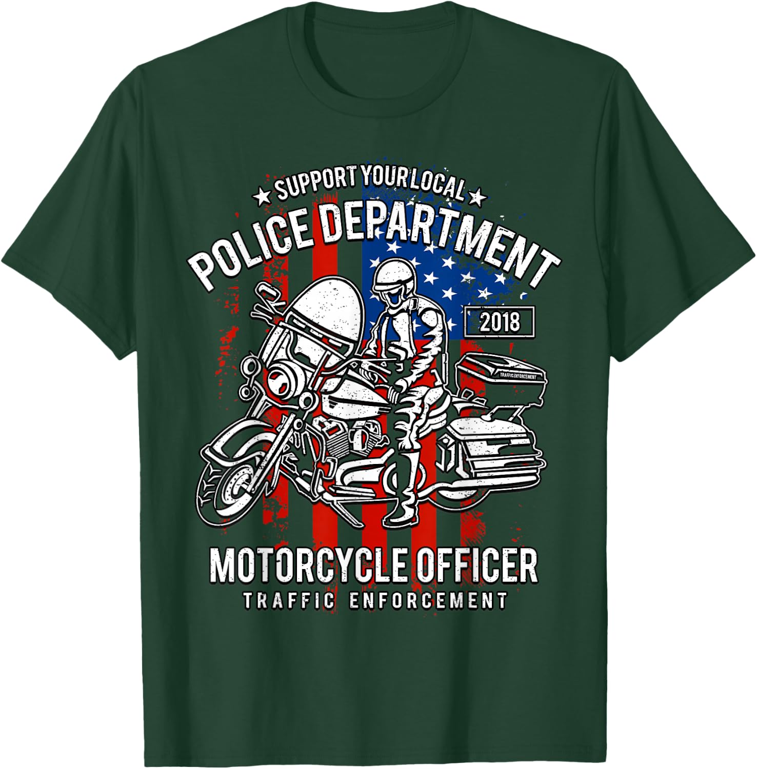 Police Motorcycle T-Shirt - T-Shirt | Forest