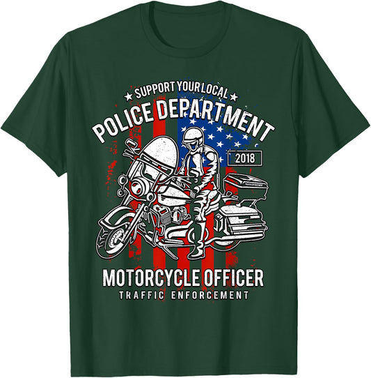 Police Motorcycle T-Shirt - T-Shirt | Forest