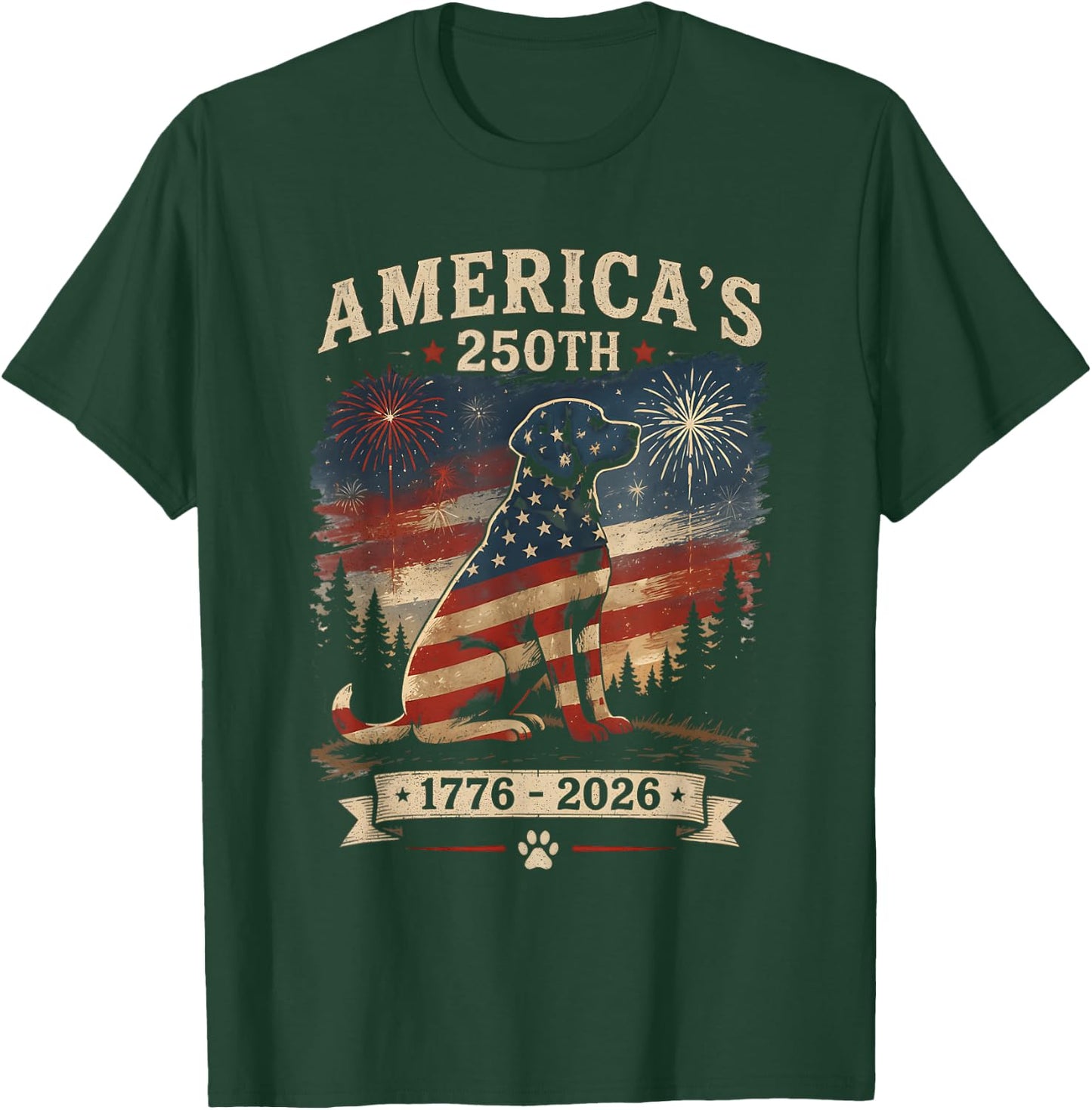 Labrador Retriever America's 250th Anniversary 1776 2026 T-Shirt - T-Shirt | Forest