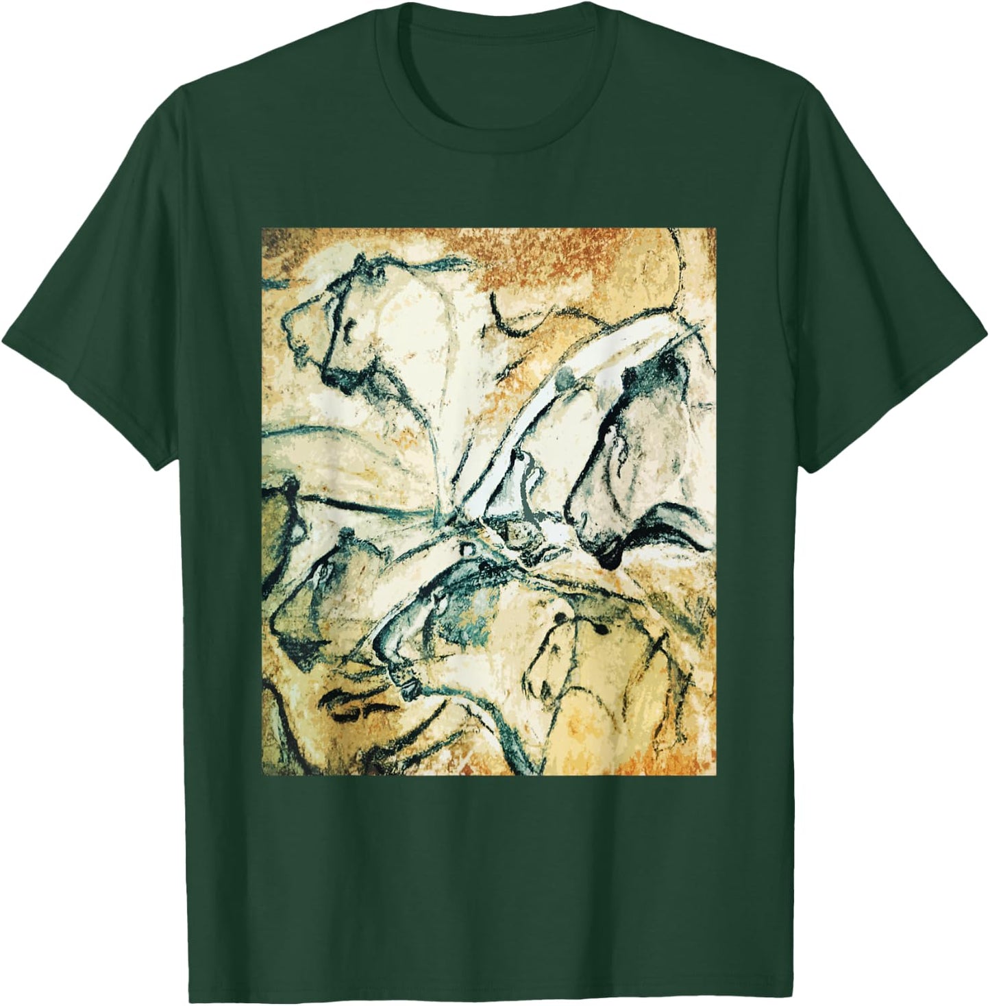 Lions From Chauvet Cave - Rock Art Petroglyph Archaeology T-Shirt - T-Shirt | Forest