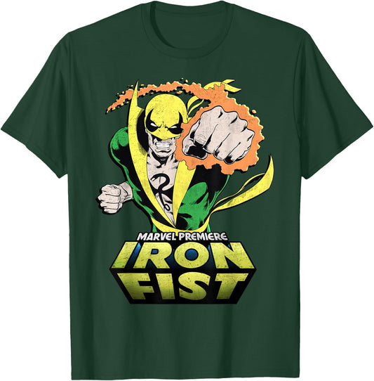 Marvel Comics Retro Classic Iron Fist Flaming Punch T-Shirt - T-Shirt | Forest