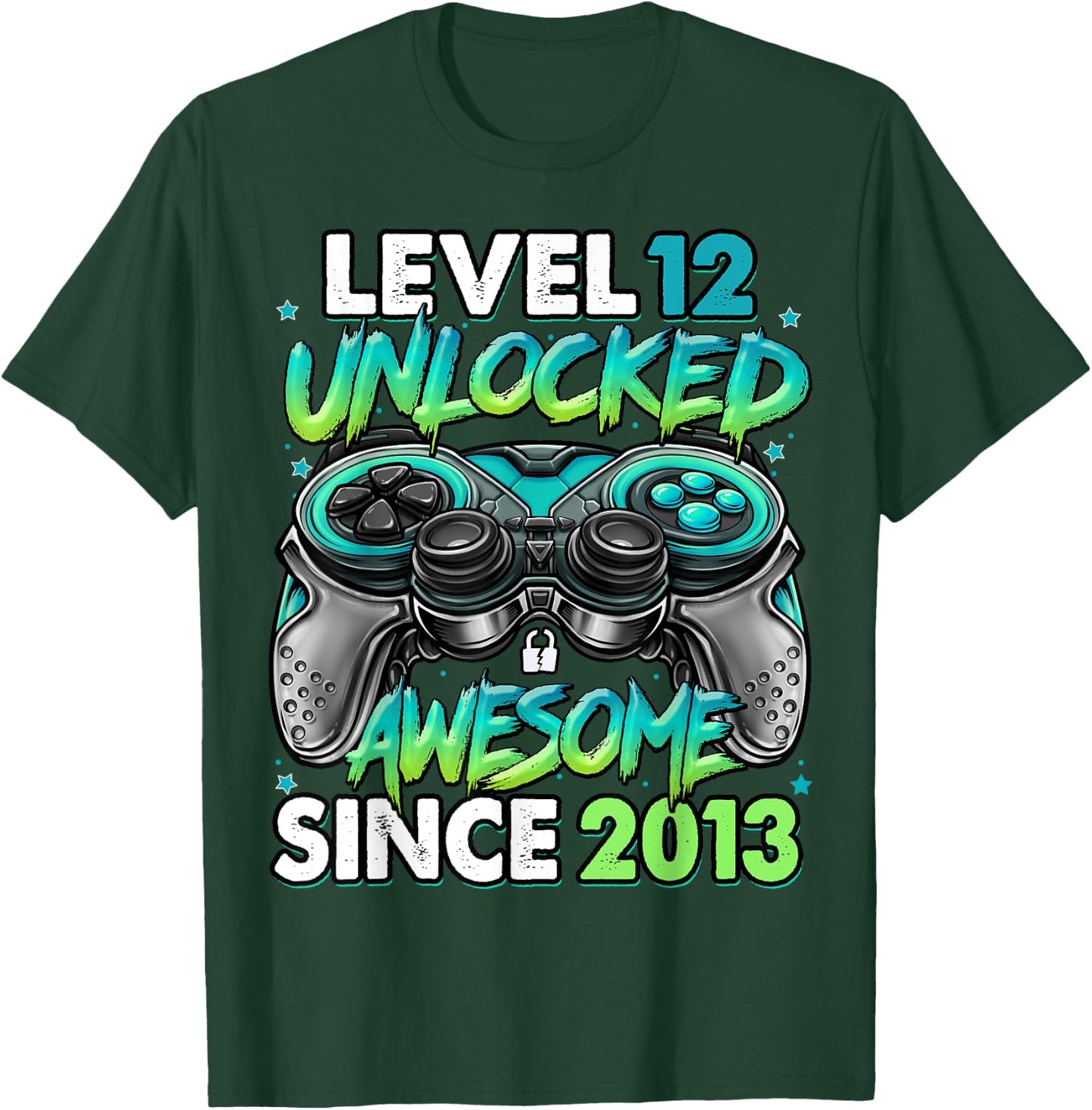 Level 12 Unlocked Awesome Since 2013 12th Birthday Gaming T-Shirt - T-Shirt | Forest