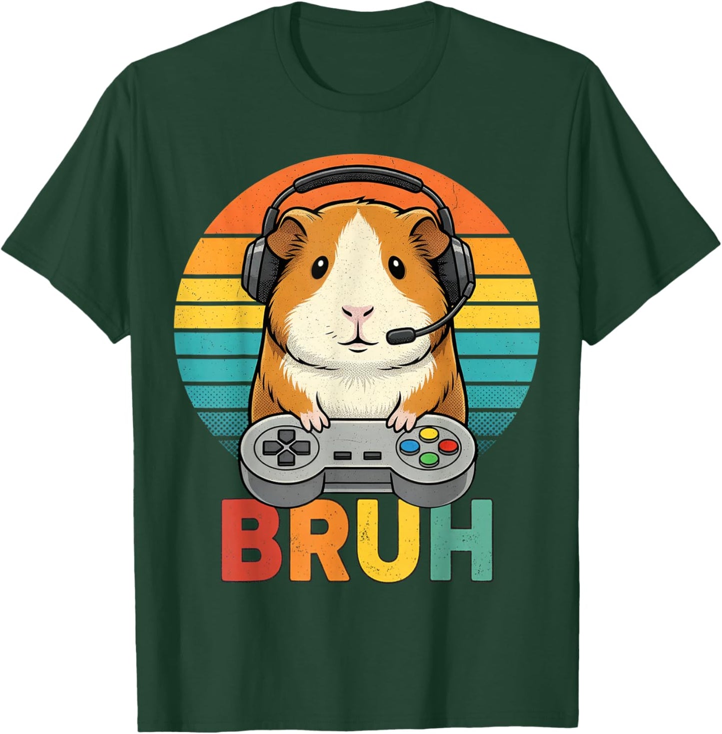 Gaming Guinea Pig Bruh Retro Guinea Pig Gamer Bruh Kids Boys T-Shirt - T-Shirt | Forest