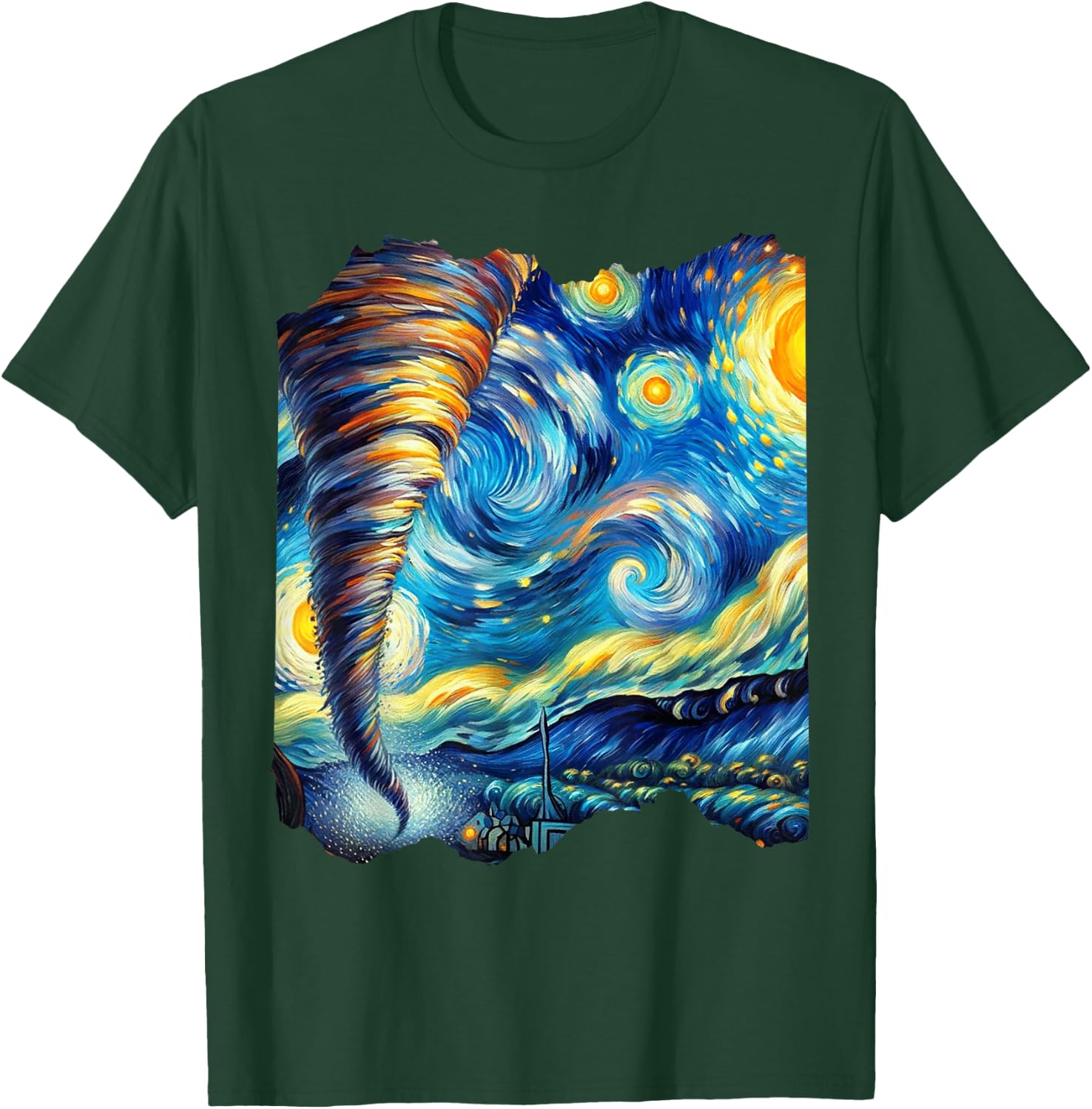 Tornado Van Gogh Art Painting Star Sky Night Nature Weather T-Shirt - T-Shirt | Forest