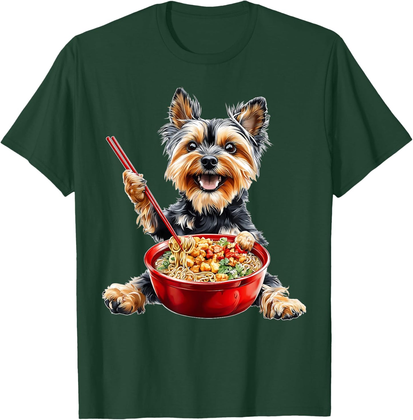 Yorkshire Terrier Yorkie Dog Japanese Ramen Noodles T-Shirt - T-Shirt | Forest