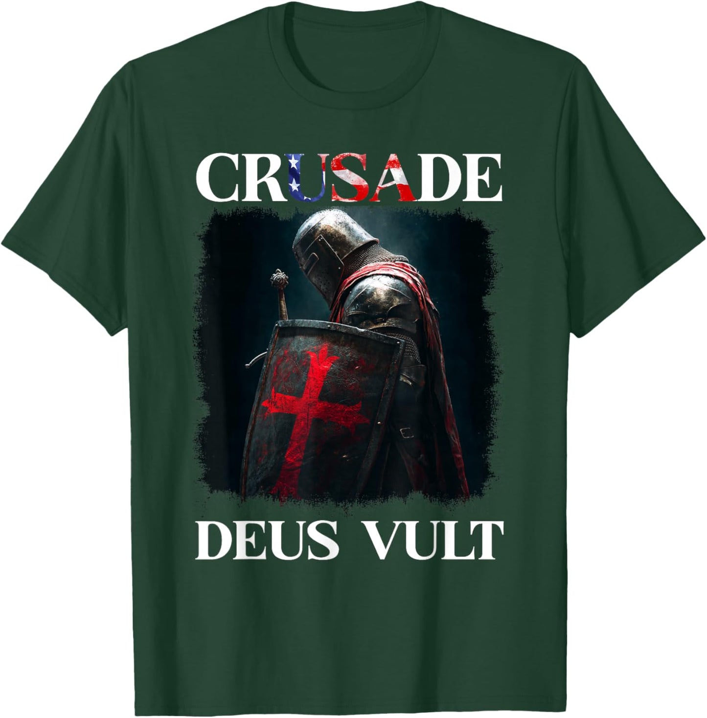 Epic Templar Knight Deus Vult T-Shirt - T-Shirt | Forest