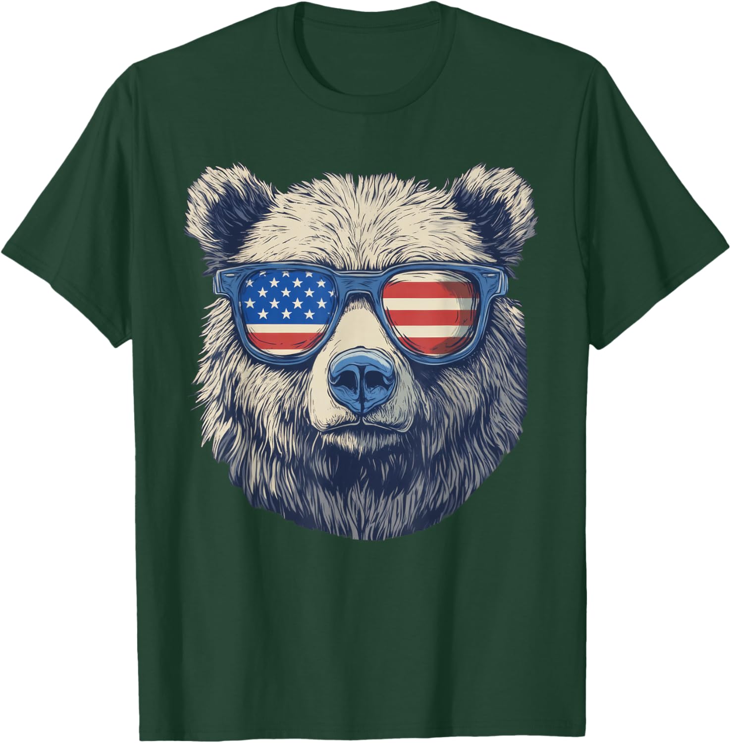 Bear Sunglasses American Flag 4th Of July T-Shirt - T-Shirt | Forest