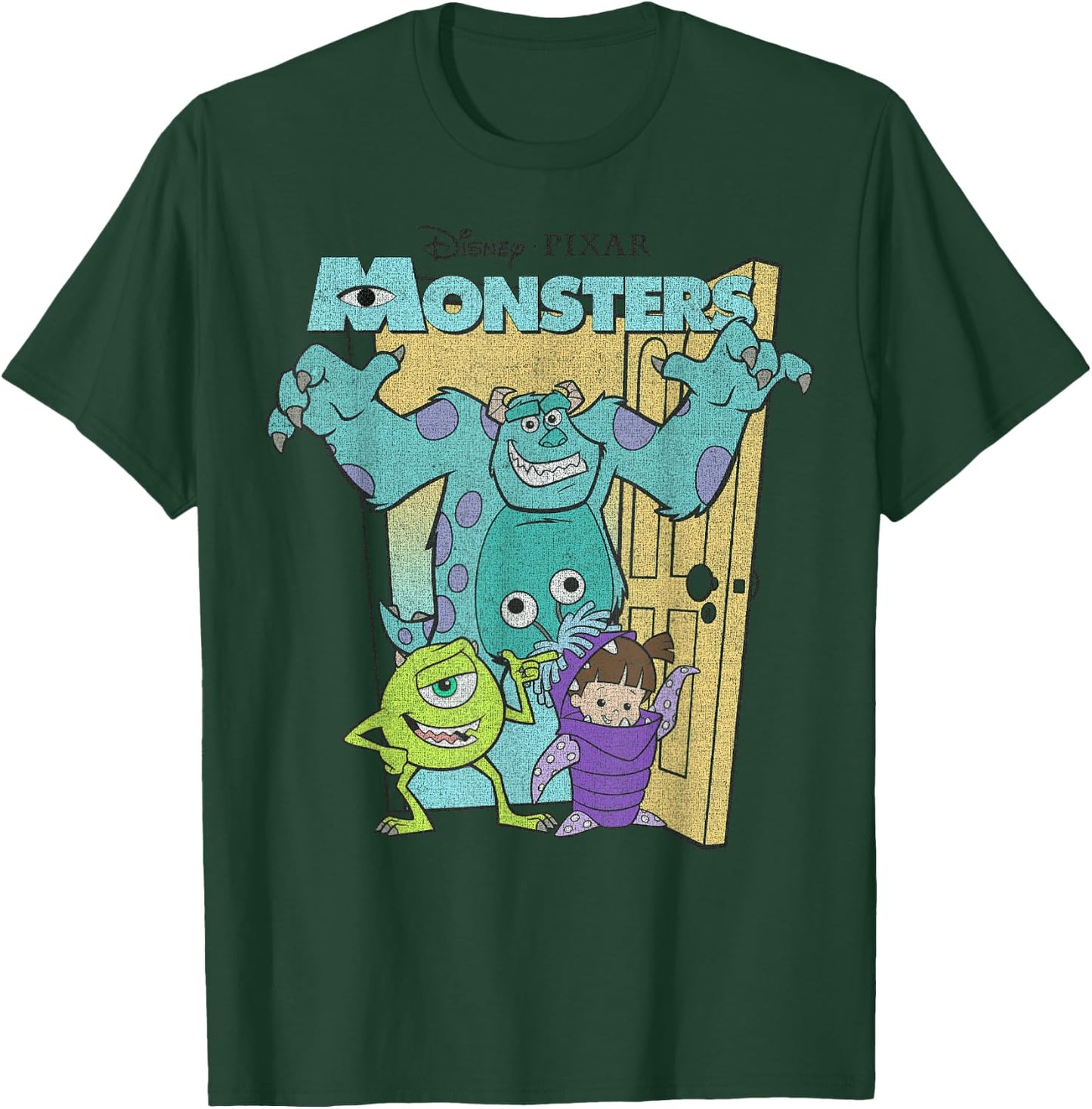 Disney Pixar Monsters Inc. Mike Sully Boo Group Poster T-Shirt - T-Shirt | Forest