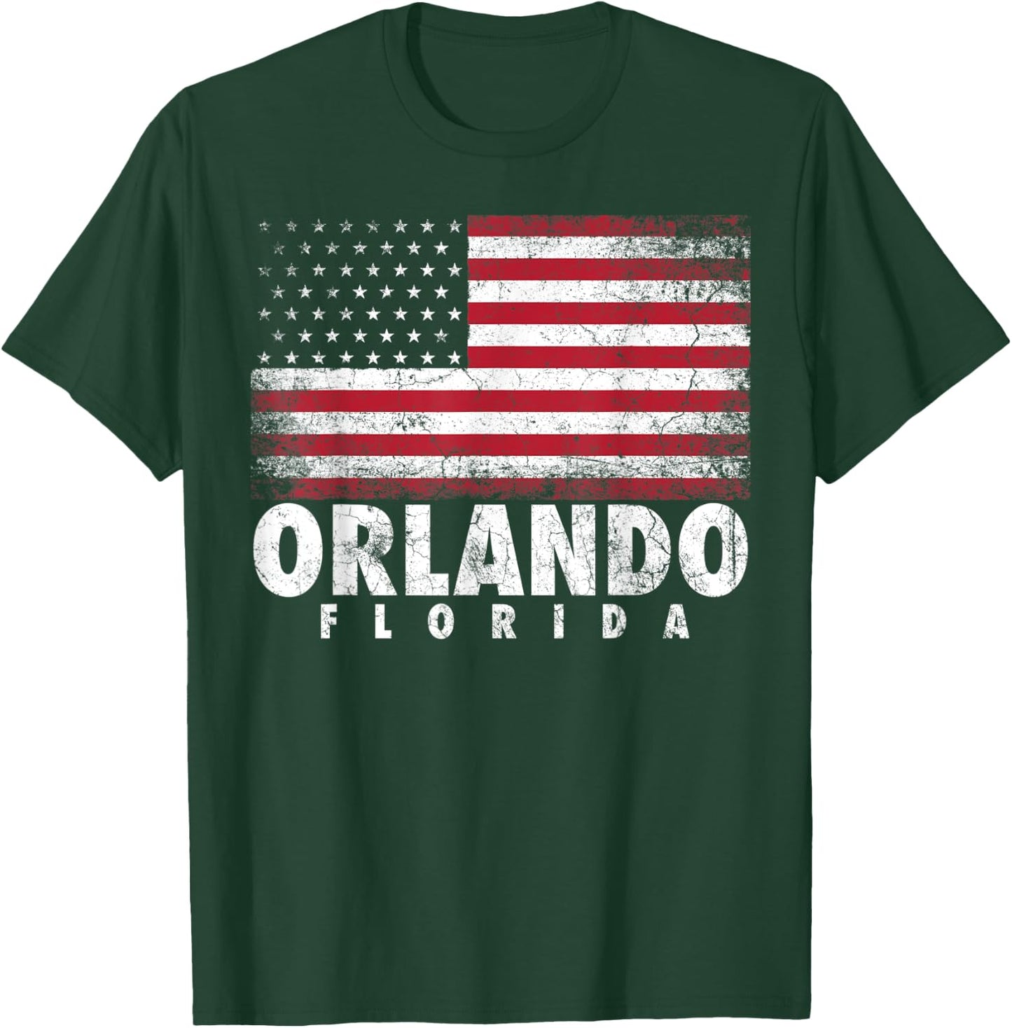 4th of July Gift Women Orlando Florida American Flag T-Shirt - T-Shirt | Forest