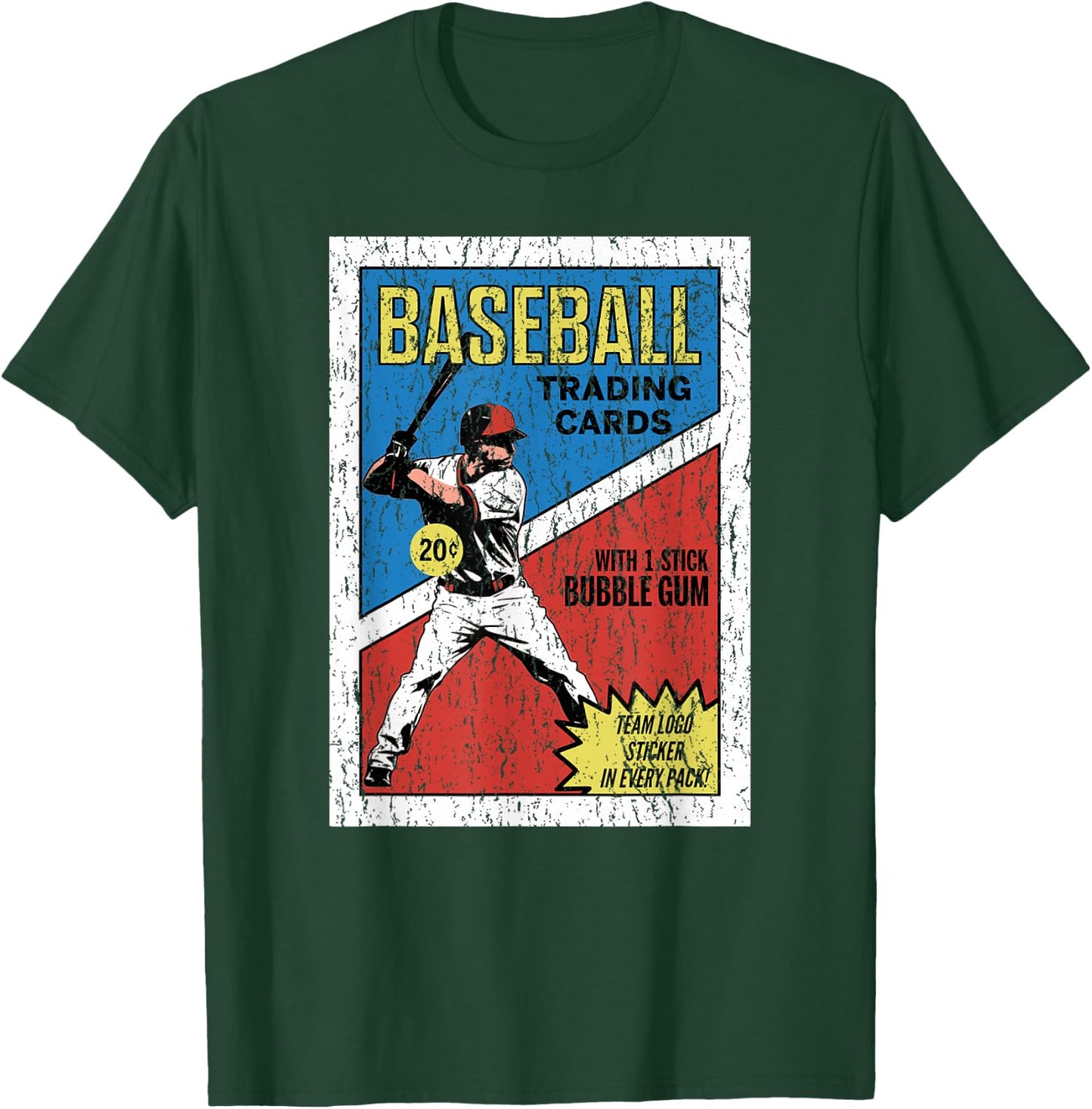Retro Baseball Card Wrapper (Distressed) T-Shirt - T-Shirt | Forest