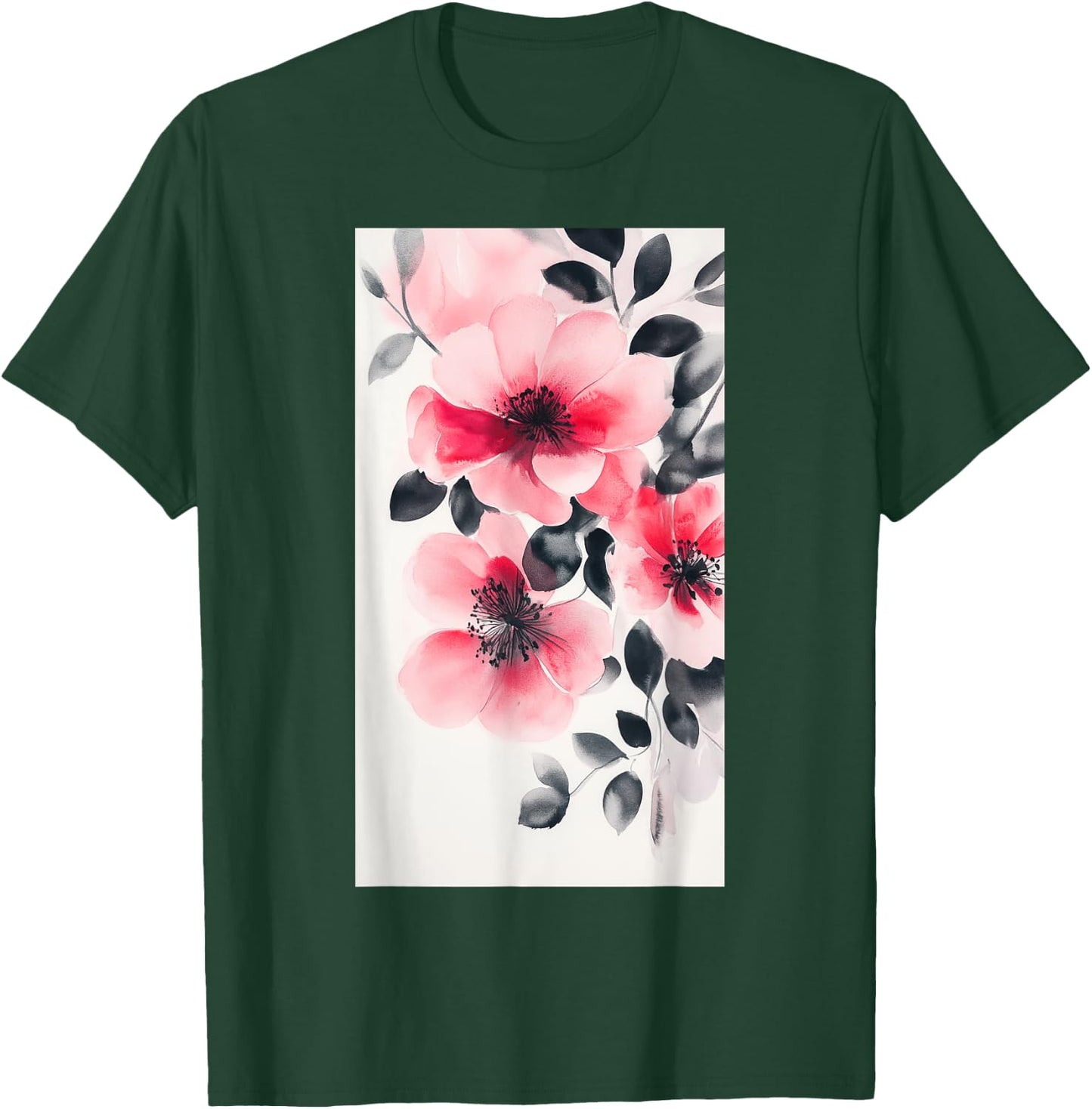 Watercolor Blooms Shades Floral art Botanical T-Shirt - T-Shirt | Forest