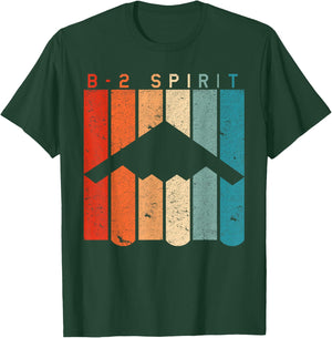 B-2 Spirit Bomber Aircraft Retro Vintage Style T-Shirt - T-Shirt | Forest