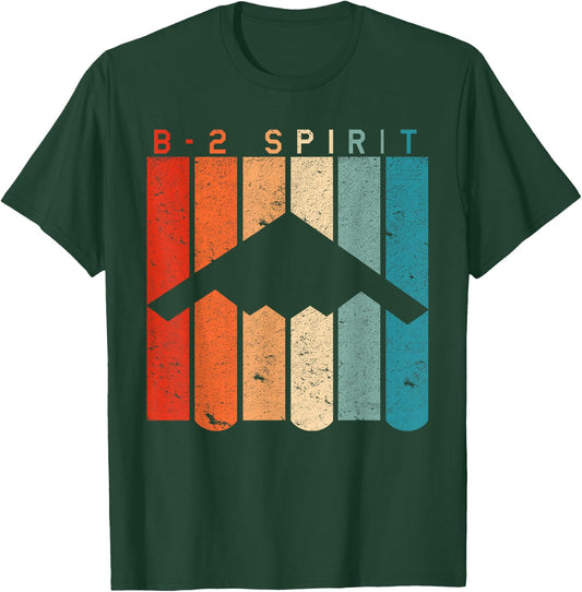 B-2 Spirit Bomber Aircraft Retro Vintage Style T-Shirt - T-Shirt | Forest
