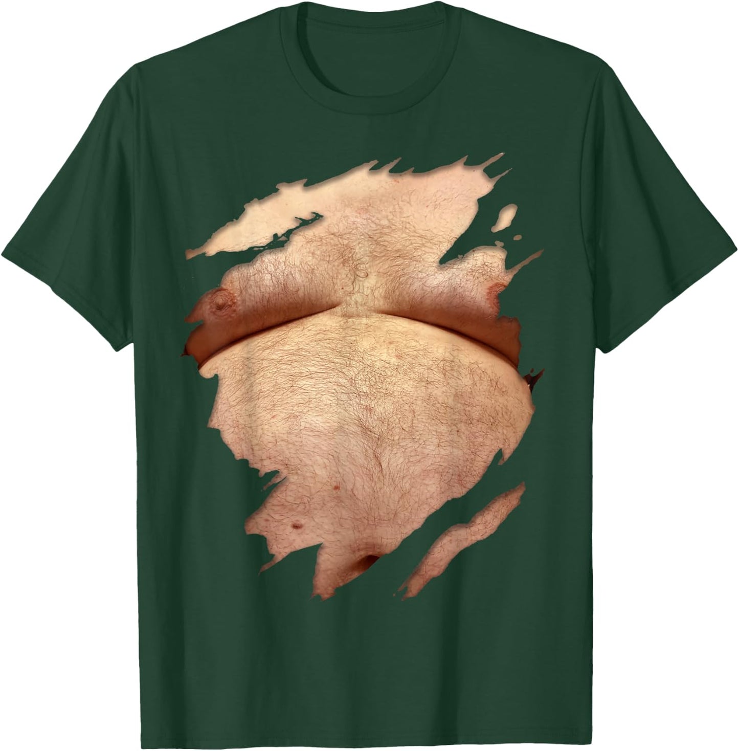 Fat Hairy Guy Big Stomach & Man Boobs Fat Dad BOD T-Shirt - T-Shirt | Forest