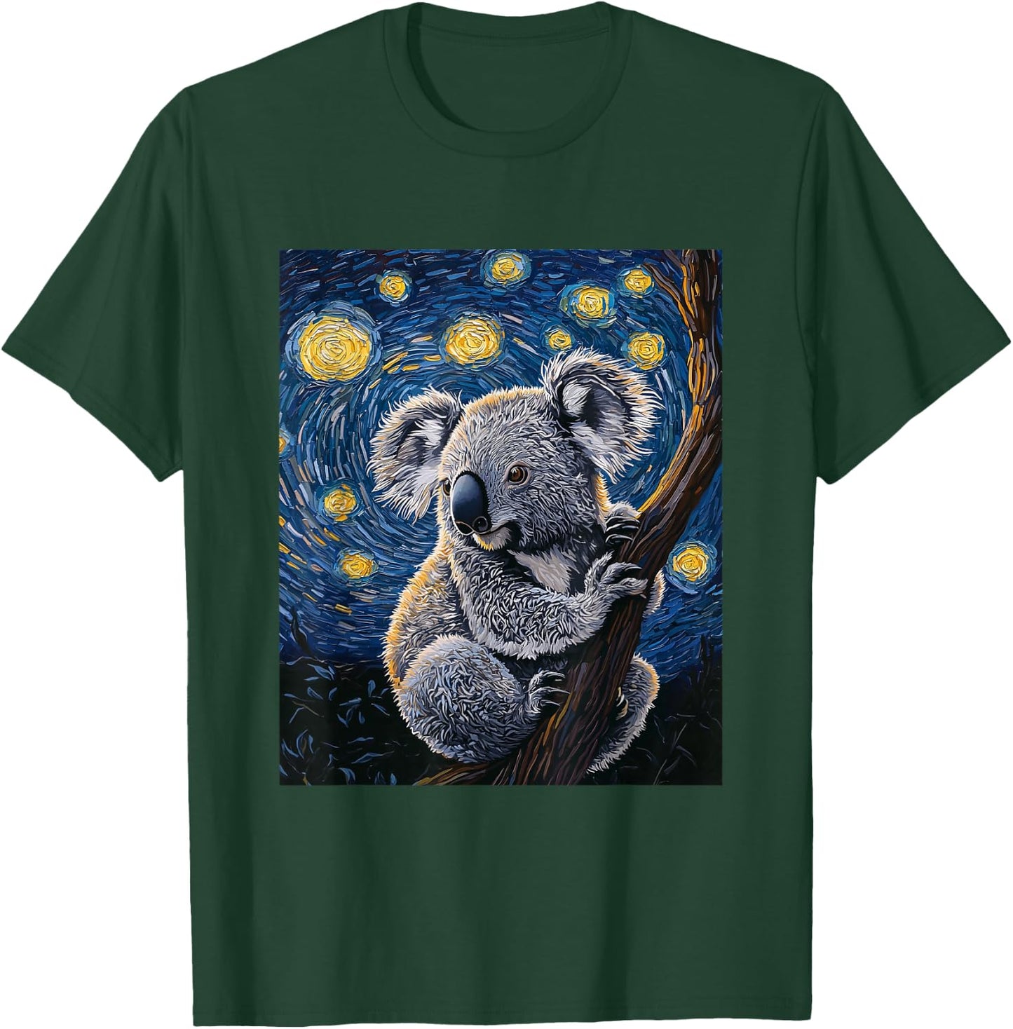 Cute Koala Bear - Van Gogh Style - Starry Night Graphic T-Shirt - T-Shirt | Forest