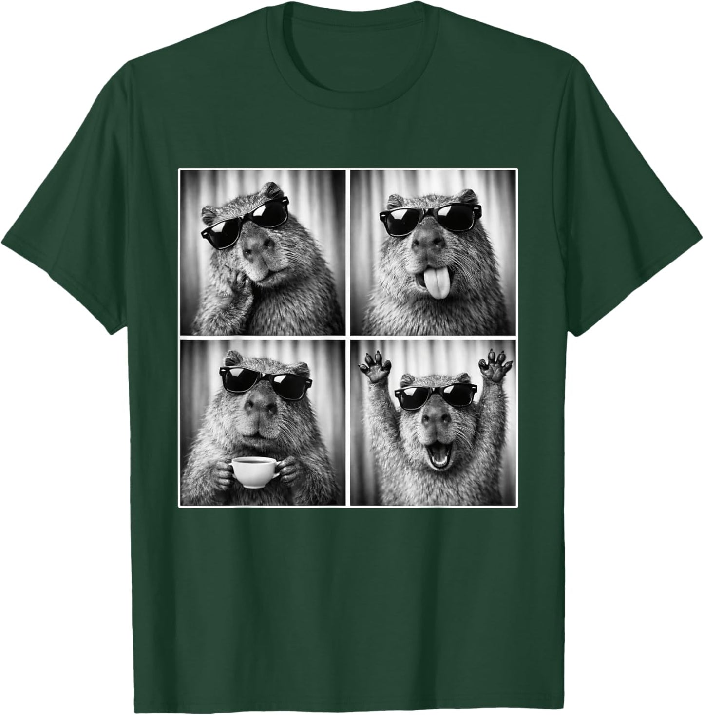 Capybara Photobooth, Funny Capybara with Sunglasses, Rodent T-Shirt - T-Shirt | Forest