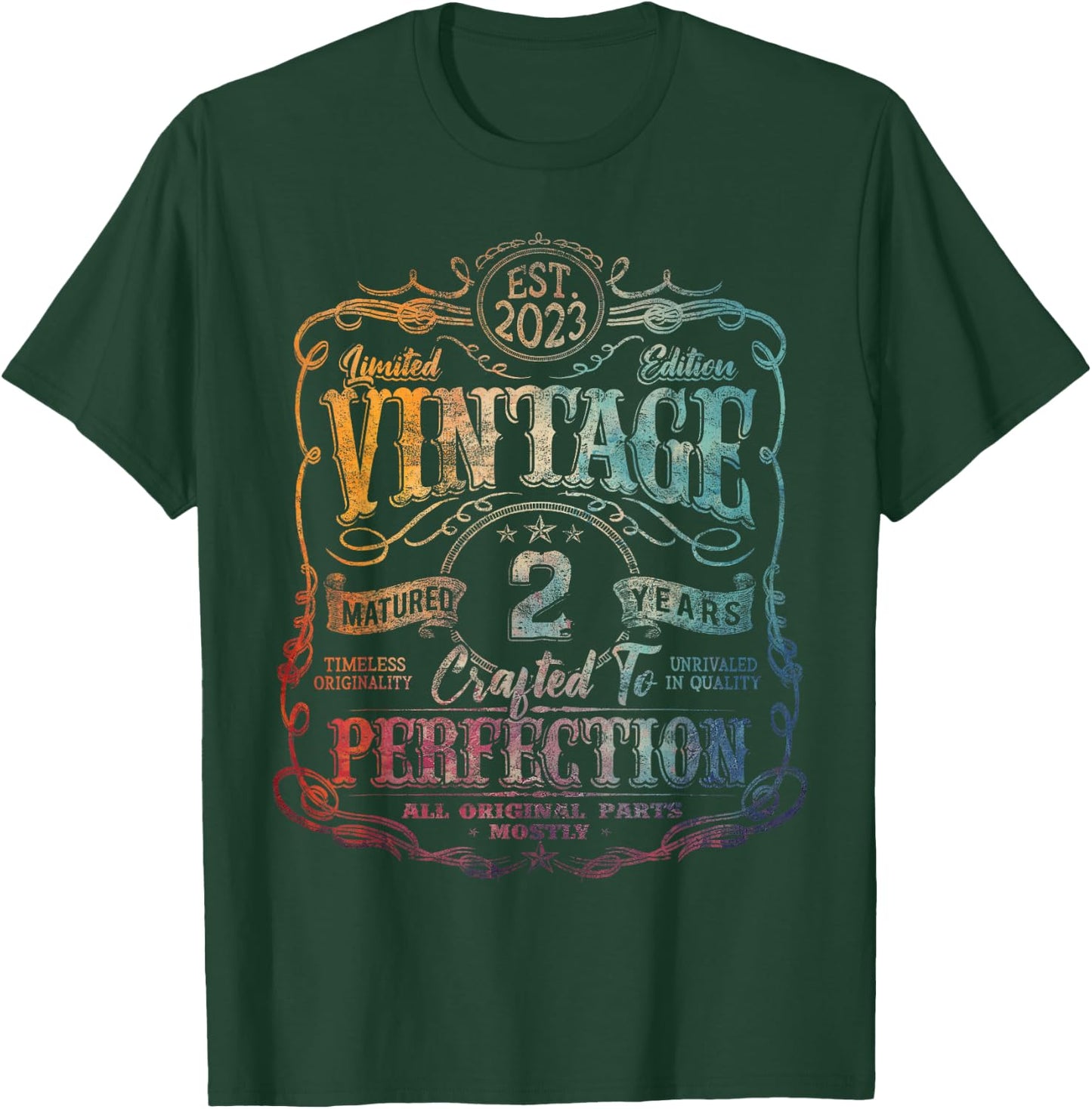 Vintage 2023 Limited Edition Shirt 2 year old 2nd Birthday T-Shirt - T-Shirt | Forest