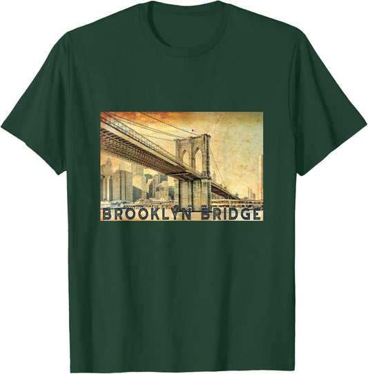 NY Brooklyn Bridge Connects Manhattan & Brooklyn Men Women T-Shirt - T-Shirt | Forest