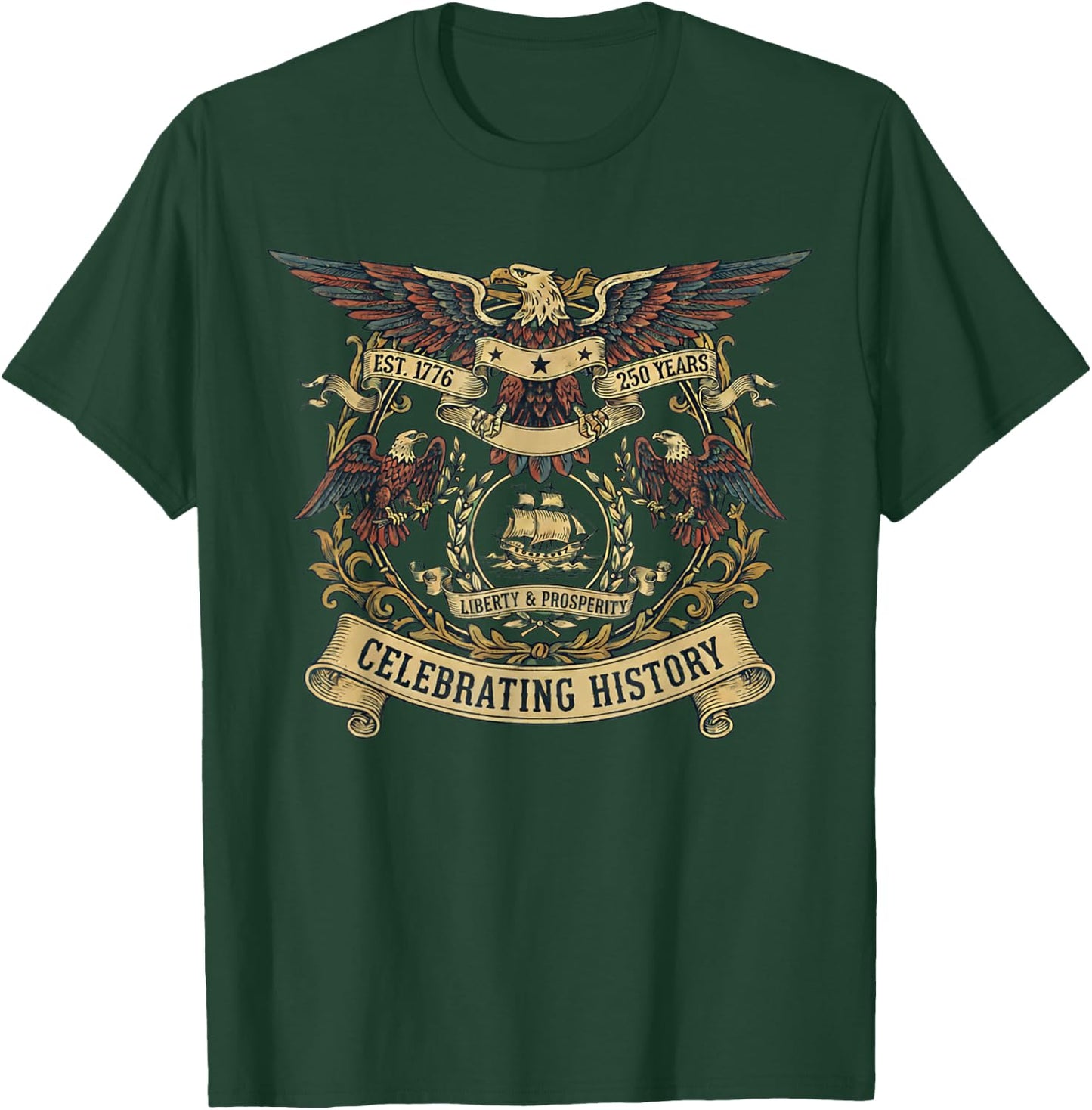 250th Anniversary USA 250 Years American Patriotic 4th July T-Shirt - T-Shirt | Forest
