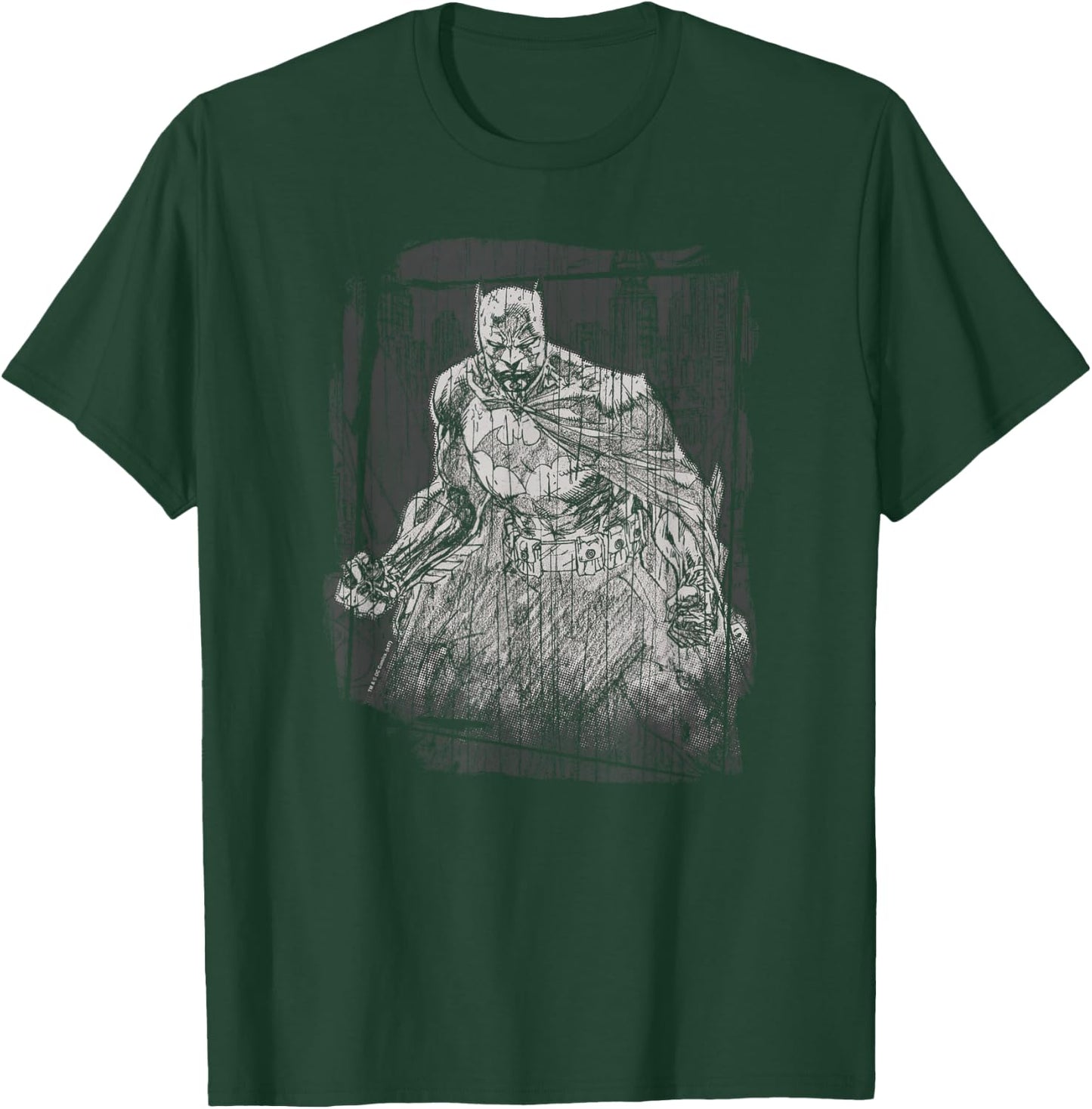 Batman Pencilled Rain T-Shirt - T-Shirt | Forest