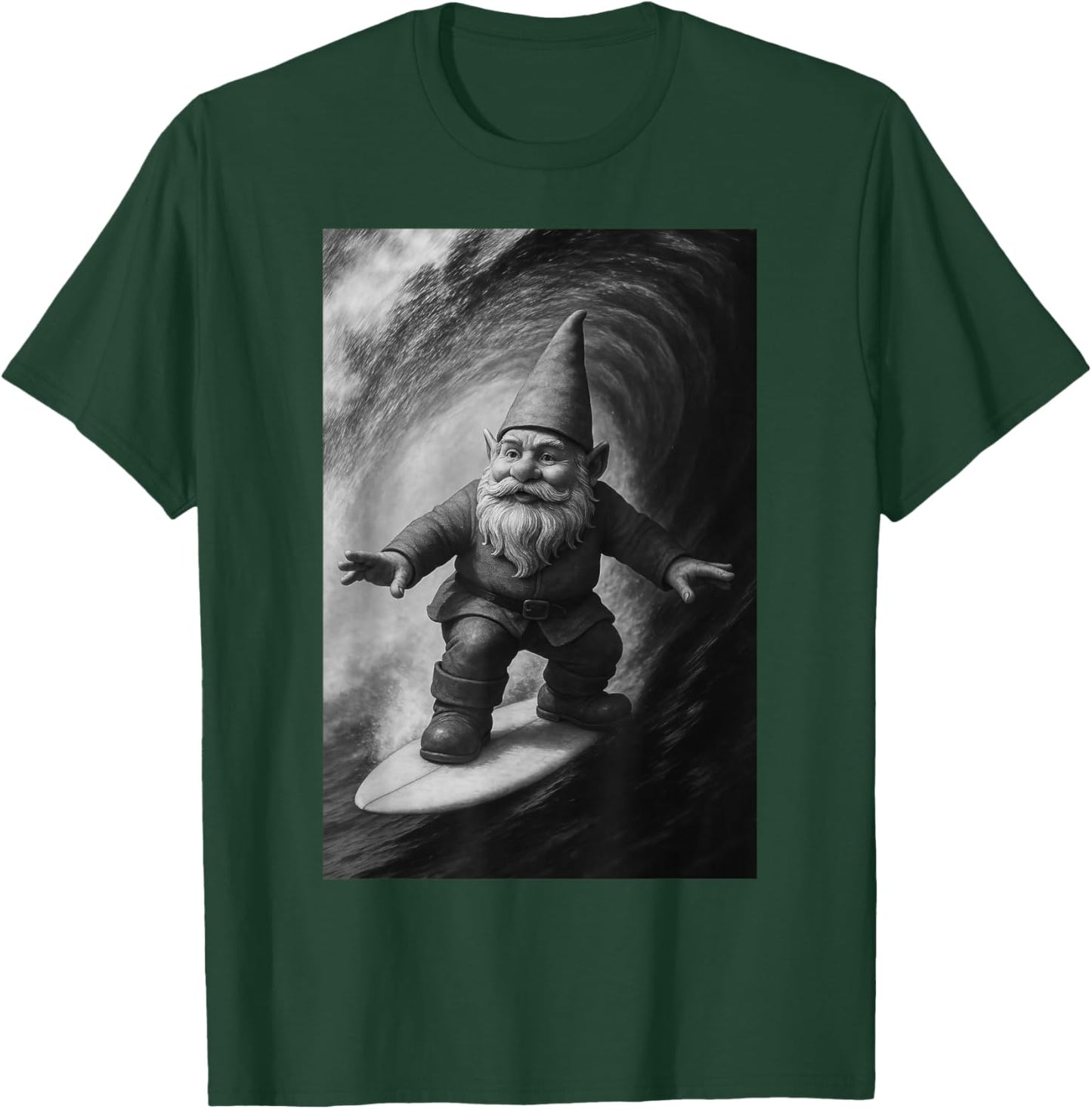 Funny Surfing Gnome Selfie On Surfboard Beach Gnome T-Shirt - T-Shirt | Forest