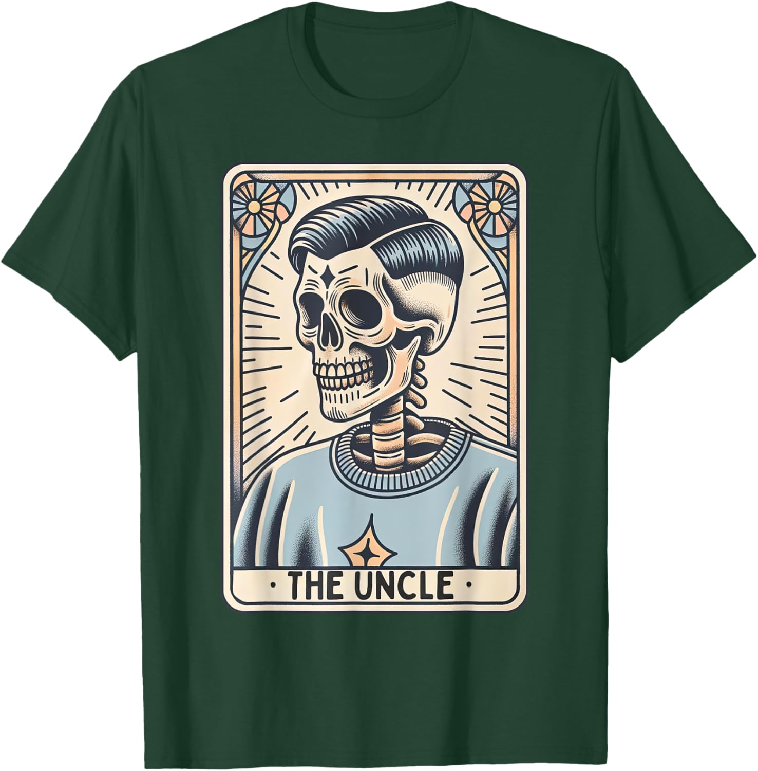 Retro Male Skeleton Uncle Tarot Card Pregnancy Announcement T-Shirt - T-Shirt | Forest