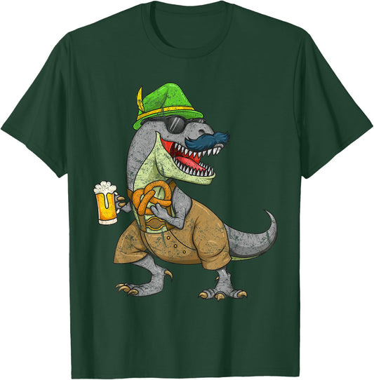Oktoberfest T Rex Dinosaur Beer Mug Pretzel Funny Gift T-Shirt - T-Shirt | Forest